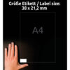 AVERY ZW. Etiketten            21.2x38mm LR3666-10 weiss, perm.  10 Blatt/65 Stk. – Bild 4