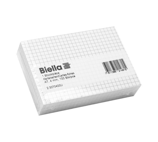 BIELLA    Karteikarten kariert 4mm    A7 23070400U weiss                100 Stück – Bild 4