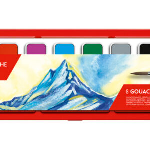CARAN D'A Deckfarbe Gouache 1000.308  7 Farben     Deckweiss, Pinsel