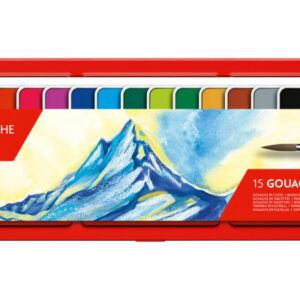 CARAN d'A Gouache Studio Wasserfarben 1000.315  14 Farben, 1 x weiß + Pinsel