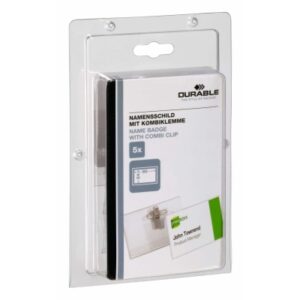 DURABLE   Namensschild m/Klemme  90x54mm 861019    5 Stück     transp. Kunststoff