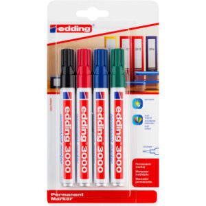 EDDING    Permanent Marker 3000  1.5-3mm 3000BLI12 4 Farben ass.          Blister