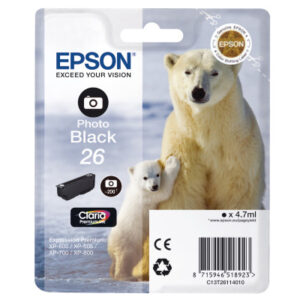 EPSON     Tintenpatrone    photo schwarz T261140   XP 700/800          200 Seiten