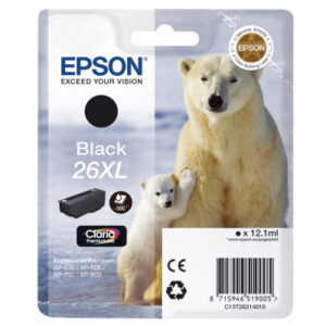 EPSON     Tintenpatrone 26XL     schwarz T262140   XP 700/800          500 Seiten