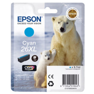 EPSON     Tintenpatrone 26XL        cyan T263240   XP 700/800          700 Seiten