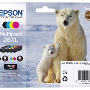 EPSON     Multipack Tinte XL       CMYBK T263640   XP 700/800      700/500 Seiten