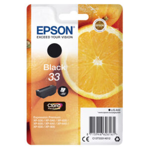 EPSON     Tintenpatrone 33       schwarz T333140   XP-530/630/830      250 Seiten