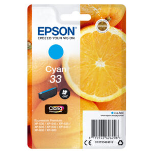 EPSON     Tintenpatrone 33          cyan T334240   XP-530/630/830      300 Seiten