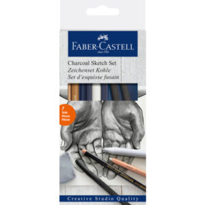 FABER-CA. Zeichenset Kohle 114002    Pastell weiss medium,    7 Stk