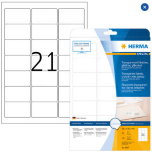HERMA     Folienetiketten    63,5x38,1mm 8017      transparent   525 St./25 Blatt
