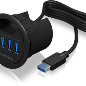 ICY BOX   In-Desk USB Hub  60 mm   black IB-HUB140 4x USB 3.0 Typ A