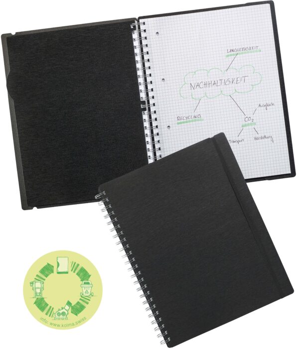KOLMA     Notizbuch LineaVerde        A4 06.520.06 kariert, 70g/m2        schwarz – Bild 4