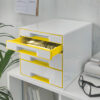 LEITZ     Schubladenbox WOW Cube      A4 52132016  weiss/gelb, 4 Schubladen – Bild 3