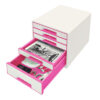 LEITZ     Schubladenbox WOW Cube      A4 52142023  weiss/pink, 5 Schubladen – Bild 2