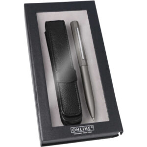ONLINE    Kugelschreiber Set     Octopen 34690     grau, Lederetui