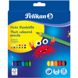 PELIKAN   Buntstifte Jumbo dreikant 700160    12 Farben inkl. Spitzer
