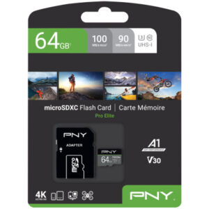PNY       micro-SDXC Pro Elite      64GB PSDU64GV3 UHS-I U3 A1 & adapter