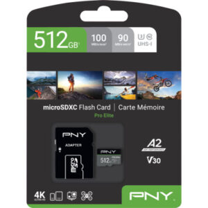 PNY       micro-SDXC Pro Elite     512GB PSDUX512U UHS-I U3 A2 & adapter
