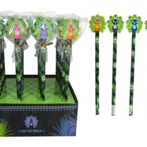 ROOST     Bleistift Pfau PFRE-001  Radiergummi, 4 ass.