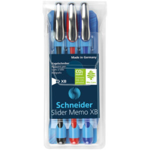 SCHNEIDER Kugelschreiber Slider Memo  XB 150293    assortiert, Etui       3 Stück