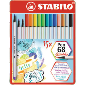 STABILO   Fasermaler Pen 68 Brush 568/15-32 ass. 15 Stück       Metalletui