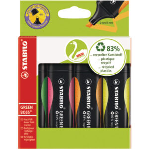 STABILO   Textmarker GREEN BOSS    2-5mm 6070/4    4-farbig ass.