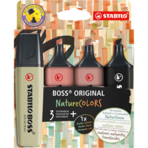 STABILO   Boss Leuchtmarker Original 70/4-2-3  Nature Colors    3 + 1 schwarz
