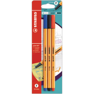 STABILO   Fineliner Point 88       0.4mm B-10213-1 schwarz/blau/rot, 3 Stück