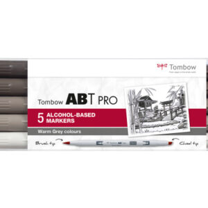 TOMBOW    Dual Brush Pen ABT PRO ABTP-5P-3 Warm Grey Colours Set, 5 Stück