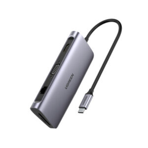 UGREEN    USB-C Hub 9in1 HDMI ,VGA,RJ45 40873     SD TF,3xUSB-A,USB-C PD,silver