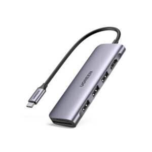 UGREEN    USB-C Hub 6in1, Silver 70410     HDMI,3xUSB-A, SD TF (BB)