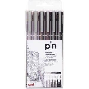 UNI-BALL  Fineliner Pin        0.1/0.5mm PIN-200/S 3 Farben               6 Stück