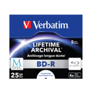 VERBATIM  BD-R   Jewel              25GB 43823     M-Disc IJ print.         5 Pcs