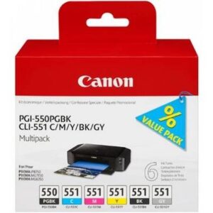 CANON     Multipack Tinte PGBK/CMY/BK/GY PGCL550/1 PIXMA MG6350            15/7ml