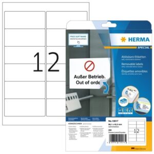 HERMA     Etikett. Movables  99,1x42,3mm 10017     weiss,non-perm. 300 St./25 Bl.