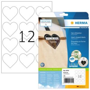 HERMA     Etiketten Premium         60mm 10791     herz, weiss          120 Stück