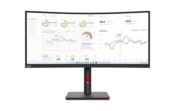 Lenovo Monitor ThinkVision T34w-30 (Curved, 6ms, 3000:1, HDMI, DP, USB Type-C,)