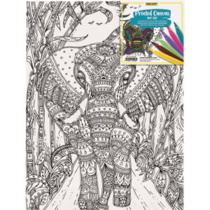 ONLINE    Leinwand-Set       25.4x35.6cm 61043/6   Elefant, inkl.  6 Brushpens