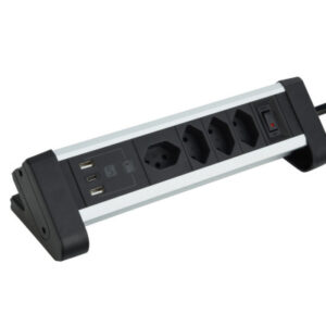 SCHOENENB ALU Tisch-Steckdosenleiste  3m 85.860.4A USB-C           silber/schwarz