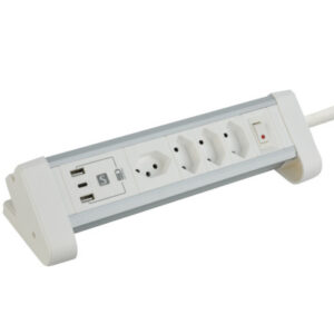 SCHOENENB ALU Tisch-Steckdosenleiste  2m 85.861.4A USB-C           silber/schwarz