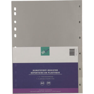 BÜROLINE  Register PP                 A4 40934     grau                       1-6