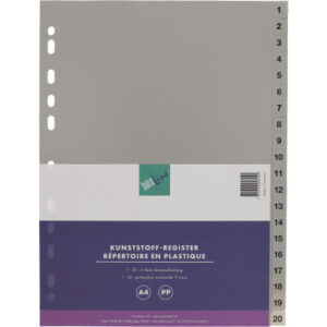 BÜROLINE  Register PP                 A4 40942     grau                      1-20