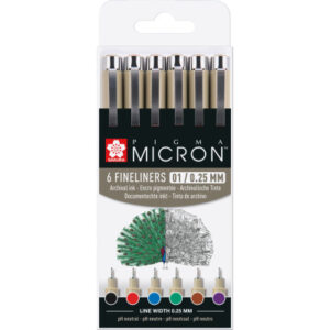 SAKURA    Pigma Micron 01 Set     0.25mm POXSDK016 Basic Farben           6 Stück