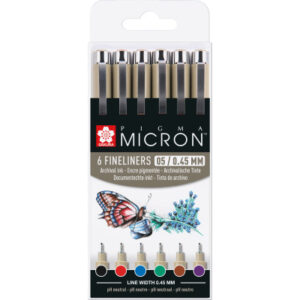 SAKURA    Pigma Micron 05 Set     0.45mm POXSDK056 Basic Farben           6 Stück