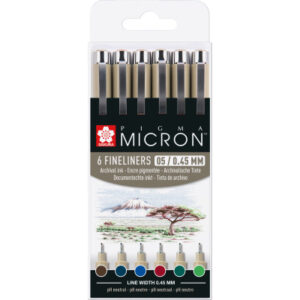 SAKURA    Pigma Micron 05 Set     0.45mm POXSDK056 Erdfarbtöne            6 Stück