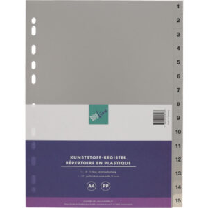 BÜROLINE  Register PP                 A4 40940     grau                      1-15