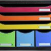 EXACOMPTA Schubladenbox Store-Box Maxi 306798D   schwarz/Regenbogen, 6 Schubl.