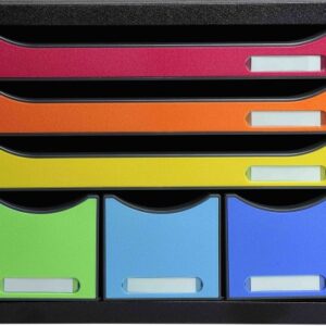 EXACOMPTA Schubladenbox Store-Box Maxi 306798D   schwarz/Regenbogen, 6 Schubl.