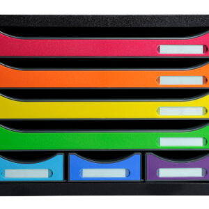EXACOMPTA Schubladenbox Store-Box Mini 307798D   schwarz/Regenbogen, 7 Schubl.