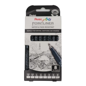 PENTEL    Fineliner Pigment   max. 0.8mm YS20P-8   POINTLINER, schwarz    8 Stück